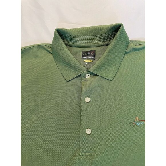 Greg Norman Men's Polo Golf Shirt Short Sleeve Athletic Sportswear Green L - Picture 3 of 9
